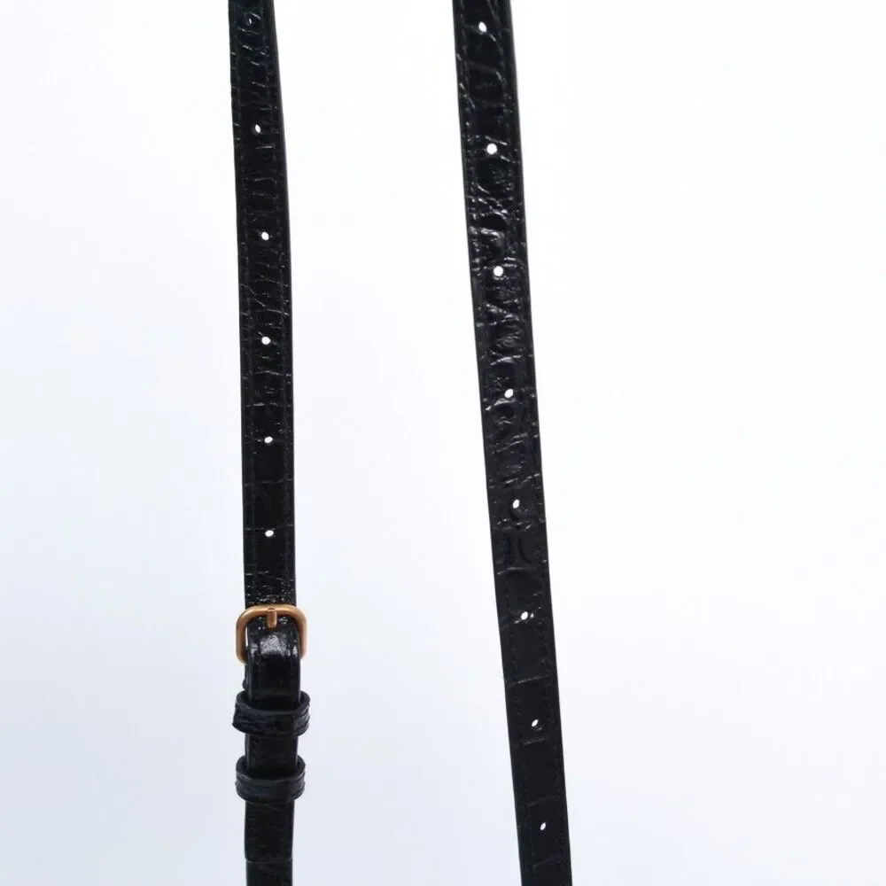 Balenciaga Hourglass XS Black Croc-Embossed Calfskin Top Handle Crossbody Bag